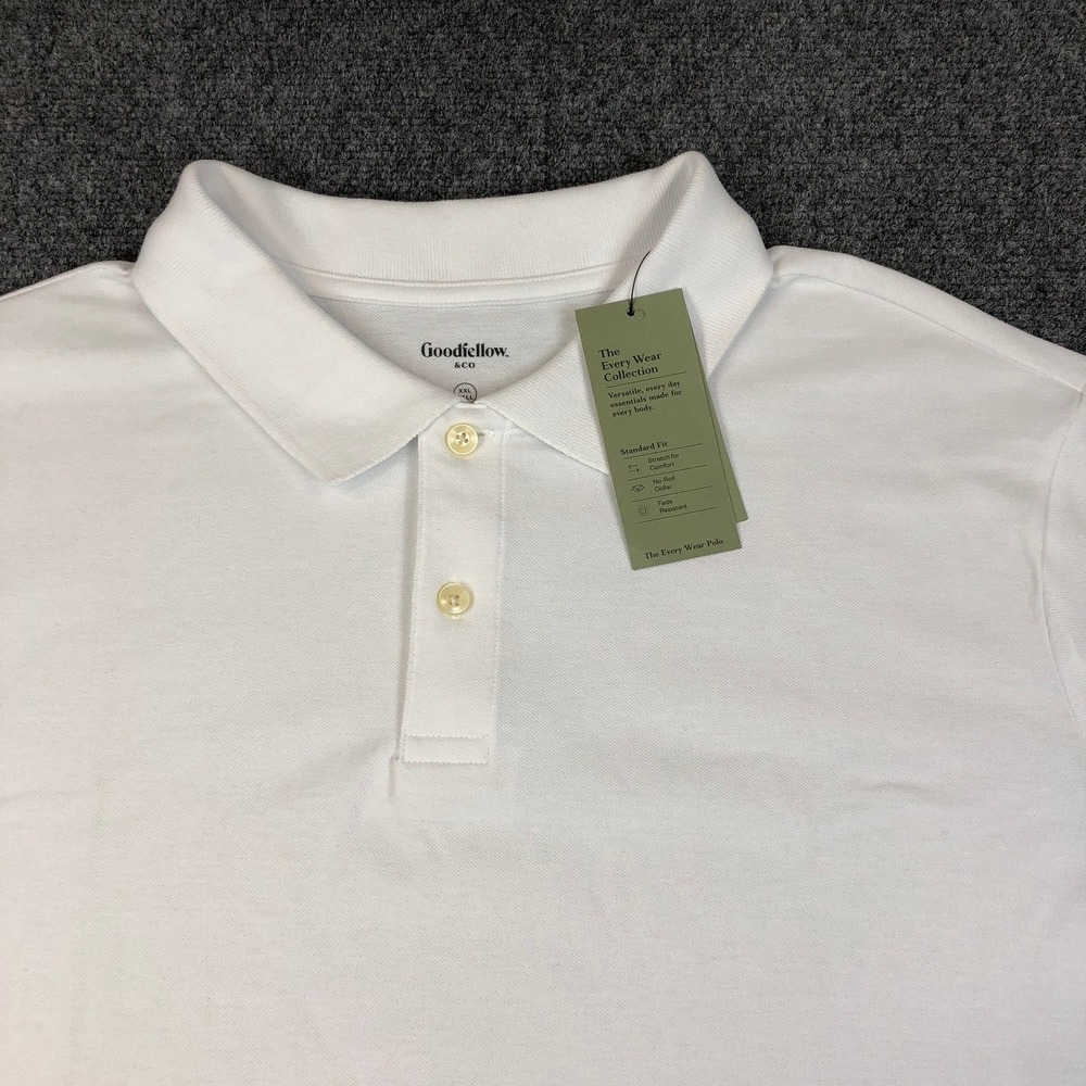 Goodfellow & Co Mens Size XXL Tall White Every Wear Polo Shirt Short‎ Sleeve NEW